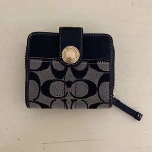 Y2K COACH Zipper Small Wallet Black & Gray Signature Logo